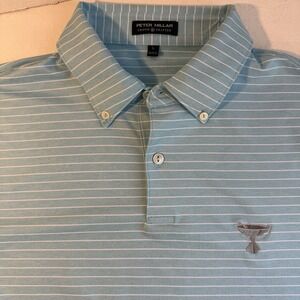 Peter Millar Men's L Crown Crafted Performance Golf Polo Shirt Striped Bl Preppy